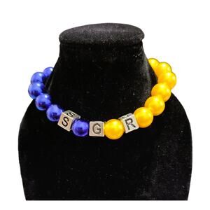 Sigma Gamma Rho Bracelet Blue and Gold with Silver SGR Blocks